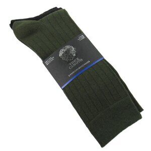 VINCE CAMUTO Men's Wide Rib Dress Socks 3-Pairs Olive Green & Black One Size